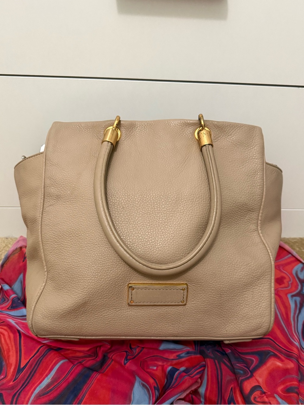 Marc by Marc Jacobs Beige Pebbled Leather Too Hot To Handle Satchel